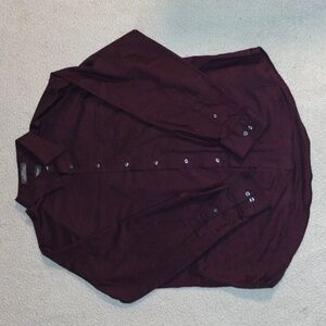 Croft and Barrow Burgundy Long Sleeve Oxford Button Down Up Dress Shirt Suit